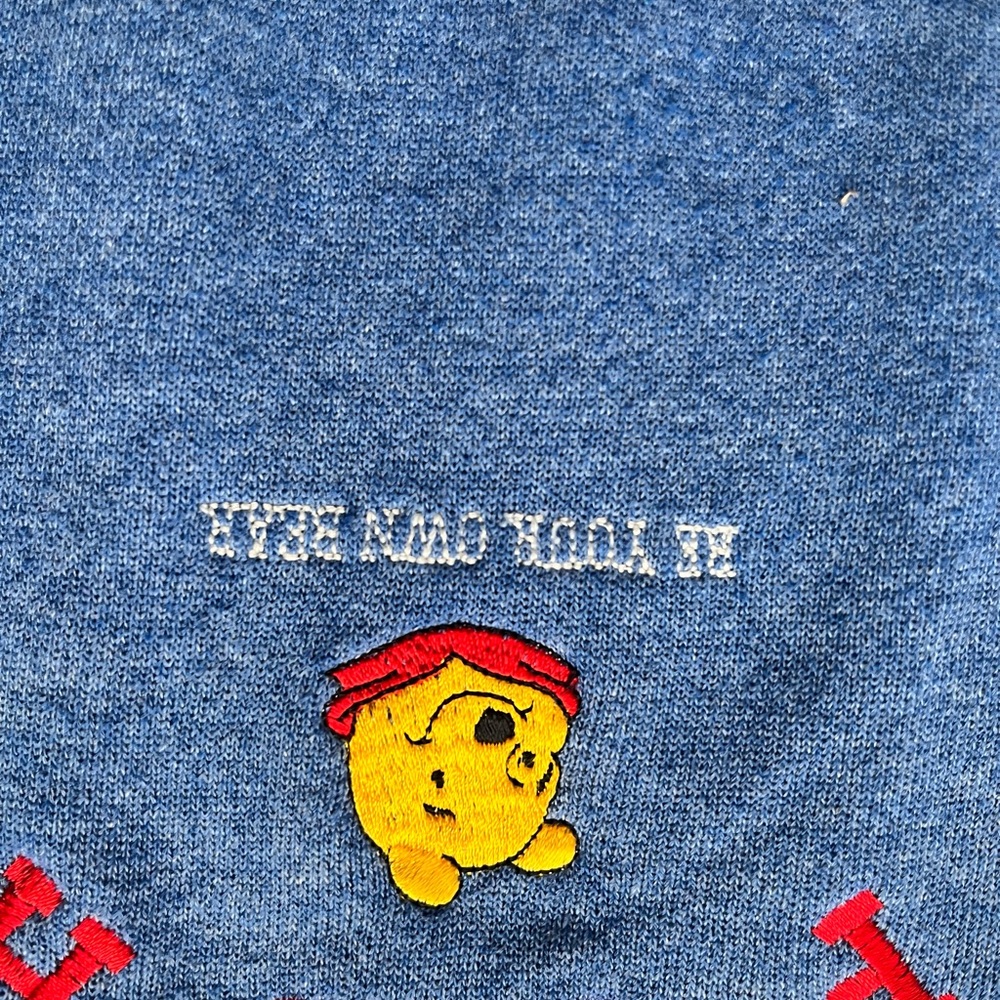 Vintage Tultex Disney Winnie the Pooh Blue Crew Neck Sweatshirt Size M - Picture 6 of 10
